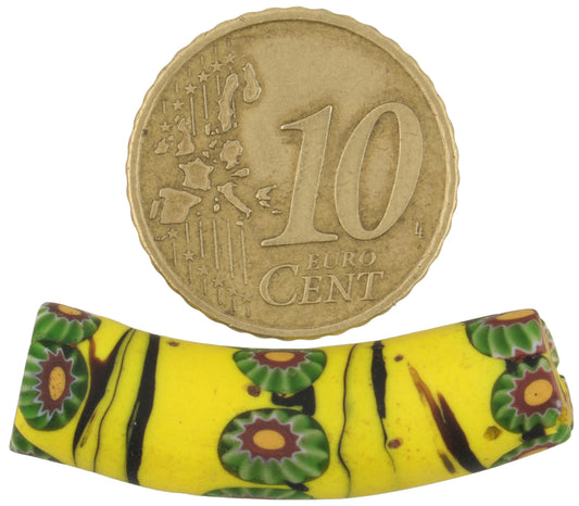 Antique Elbow Venetian Millefiori Mosaic Glass Trade Bead, 33X8Mm - alternate view