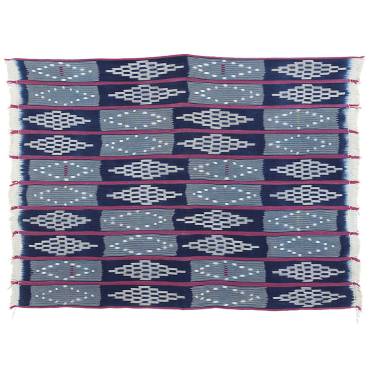 Vintage Handwoven Baule Cloth From Ivory Coast - Bondoukou'S Cultural Heirloom