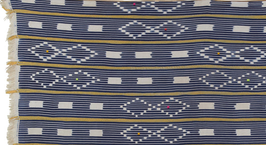 Handwoven Baule Cloth 57″×39″ – Vintage Ivory Coast Textile