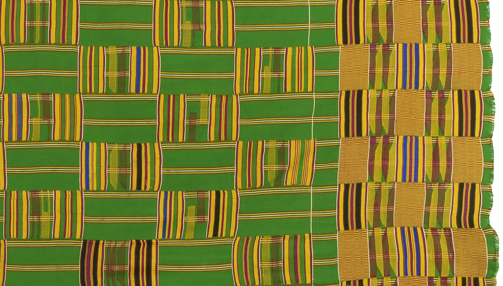Authentic 1970S Ashanti Kente Cloth From Ghana - A Legacy Of Weaving Excellence - angled shot