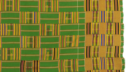 Authentic 1970S Ashanti Kente Cloth From Ghana - A Legacy Of Weaving Excellence - angled shot