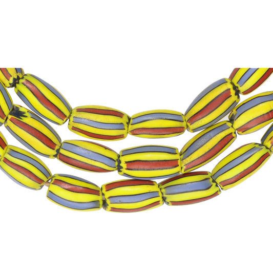 2-Layer Chevron Beads Strand - Antique Venetian Glass, 25" Long