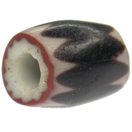 Rare Black 4-Layer Chevron Bead - Antique Venetian 1800S, 12X9Mm