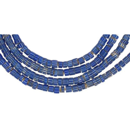 Antique Blue 4-Layer Chevron Beads - Small Venetian Strand 1800S