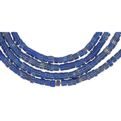Antique Blue 4-Layer Chevron Beads - Small Venetian Strand 1800S