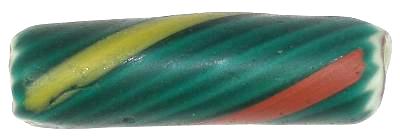 Large Twisted 4-Layer Green Chevron Bead 32X9Mm, Venetian 1900S - alternate view