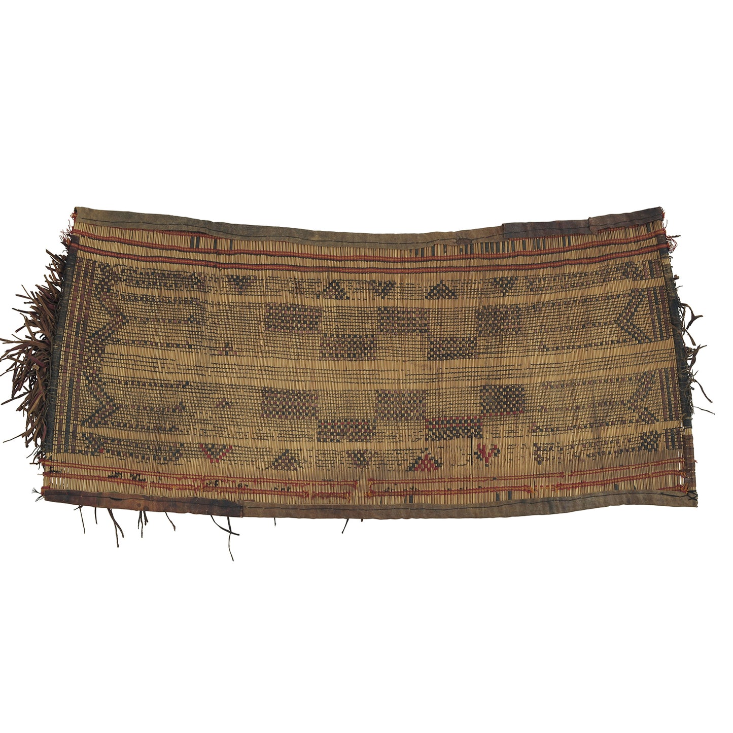 Vintage Tuareg Straw Mat With Leather Accents - Authentic African From Niger