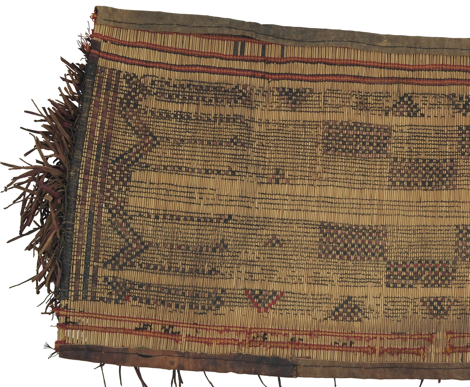 Vintage Tuareg Straw Mat With Leather Accents - Authentic African From Niger - alternate view