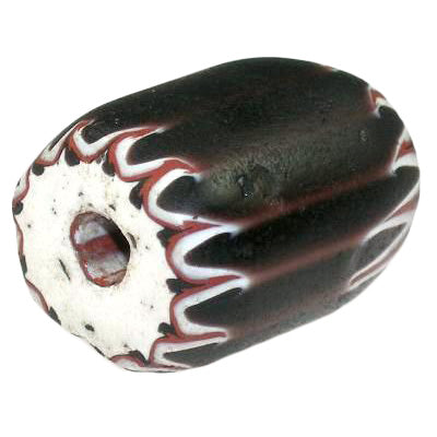 Rare 5-Layer Black Venetian Chevron Trade Bead 22X18Mm