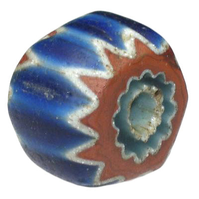 Antique 7-Layer Blue Venetian Chevron Bead 15X11Mm, 1500S Trade