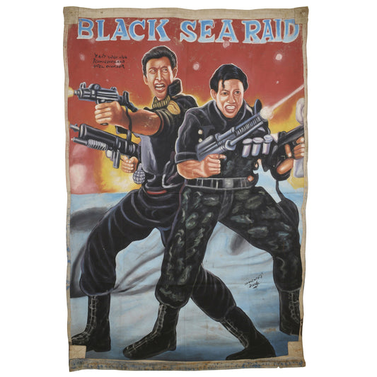 Black Sea Raid Hand Painted Movie Poster | Collectible African Art