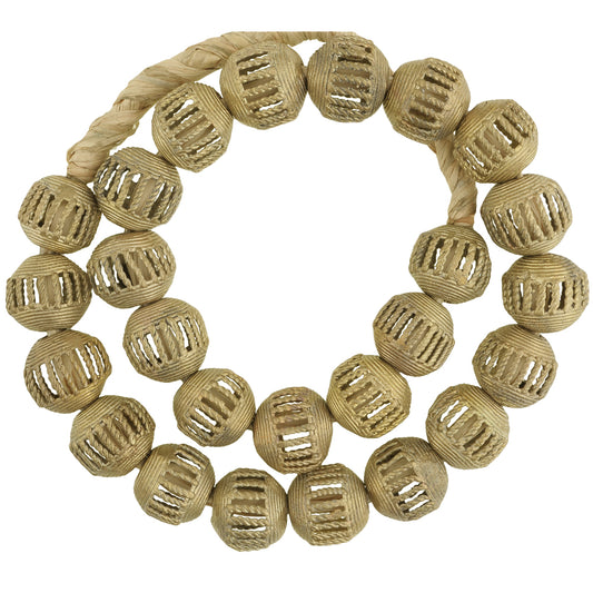 Large African Round Brass Beads, Handmade In Ghana - 22-24Mm