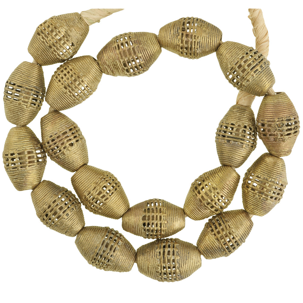 Handmade African Brass Beads From Ghana - 22" Strand | Lost Wax Technique