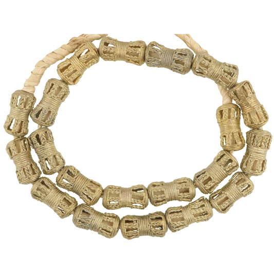 Handmade African Brass Beads From Ghana - 21" Lost Wax Strand