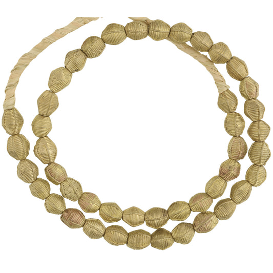 African Bicone Brass Beads From Ghana, Handmade Lost Wax Strand
