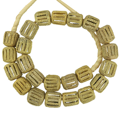 Handcrafted Ashanti Large Cube Brass Beads - 20" Strand