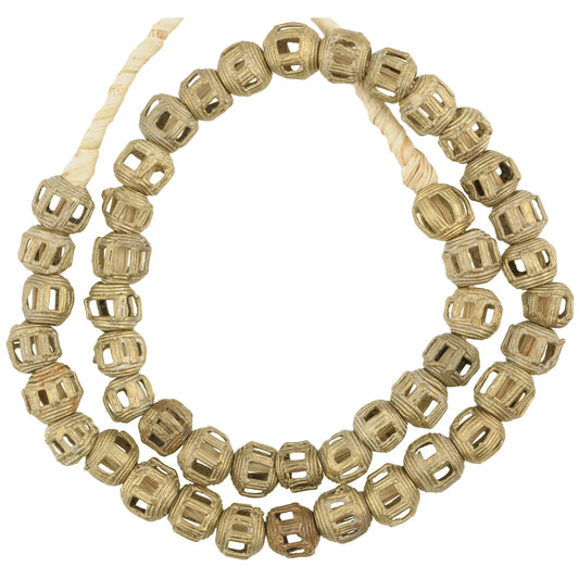 African Tabular Brass Beads From Ghana - Handmade Lost Wax Beads