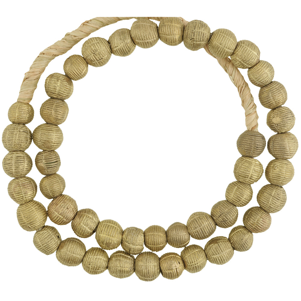 Handmade African Round Brass Beads From Ghana - 20.5" Strand