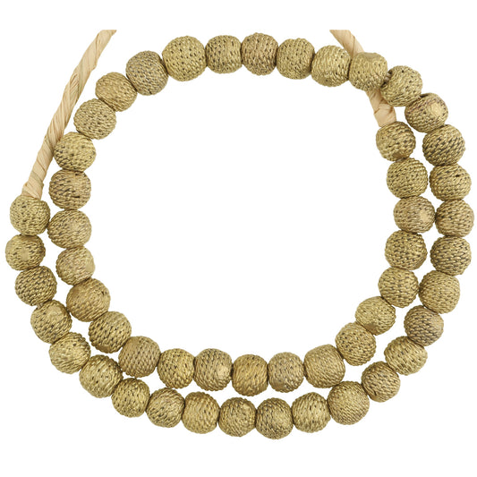 African Brass Beads Round Handmade 21" Strand From Ghana