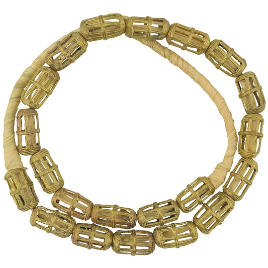 Handmade Ashanti Brass Beads Strand From Ghana - 20"
