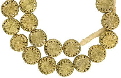 New Tabular African Brass Beads From Ashanti, Ghana - close-up