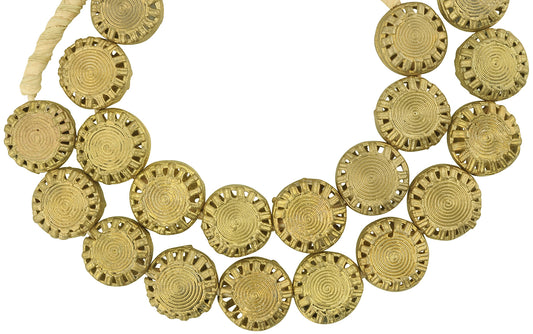New Tabular African Brass Beads From Ashanti, Ghana - alternate view