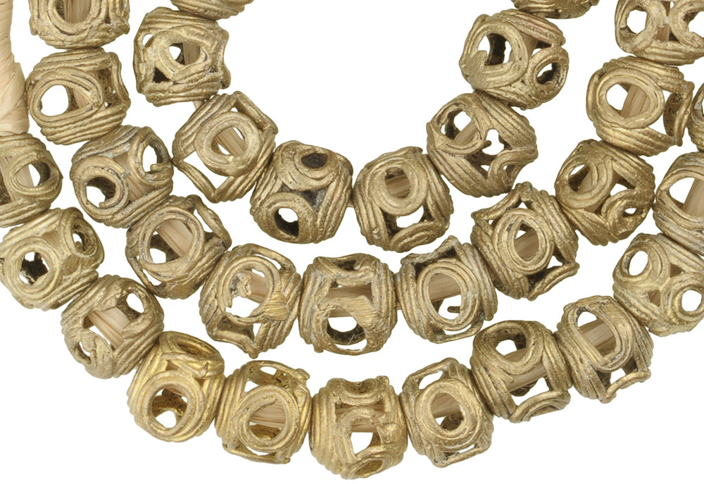 Authentic African Round Brass Beads From Ghana - Lost Wax Technique, 55Cm - alternate view