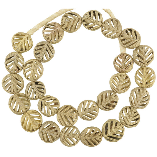 Authentic African Tabular Brass Beads, Handcrafted In Ghana - 22" Strand