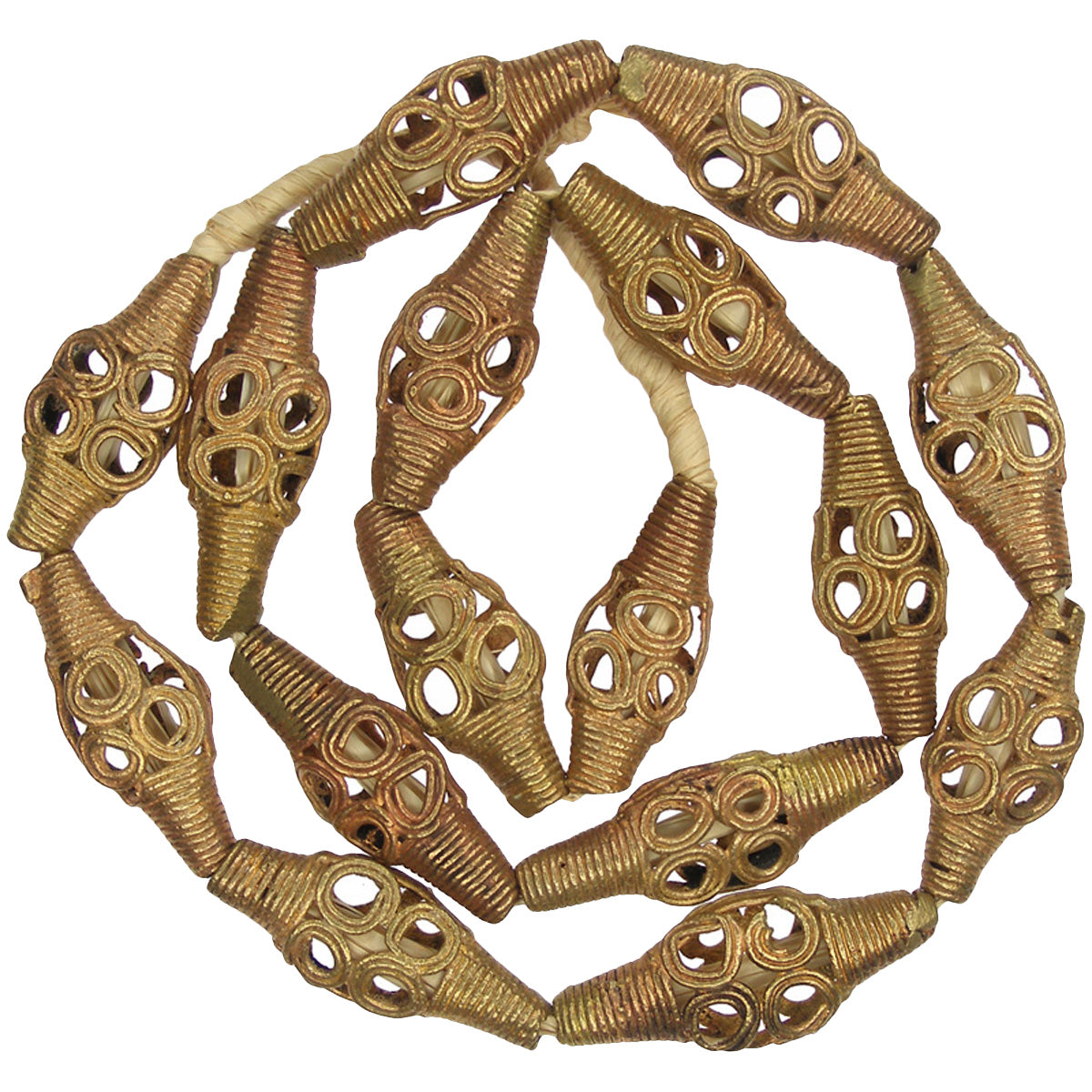 Authentic African Tabular Brass Beads From Ghana - Handmade 24" Strand