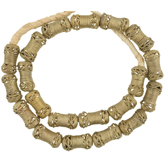 Handmade African Brass Beads From Ghana - 21" Strand, Lost Wax Technique