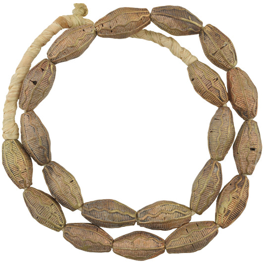 Large African Brass Beads - Handmade In Ghana - 22" Strand