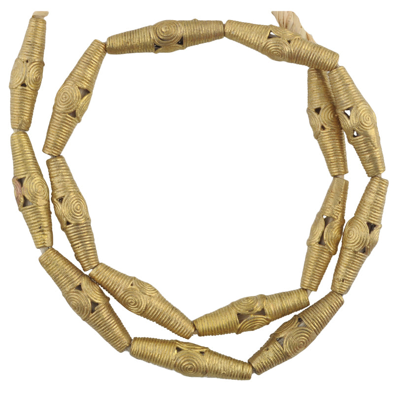 Handmade African Brass Beads From Ghana - Lost Wax Technique, 22 ¾"