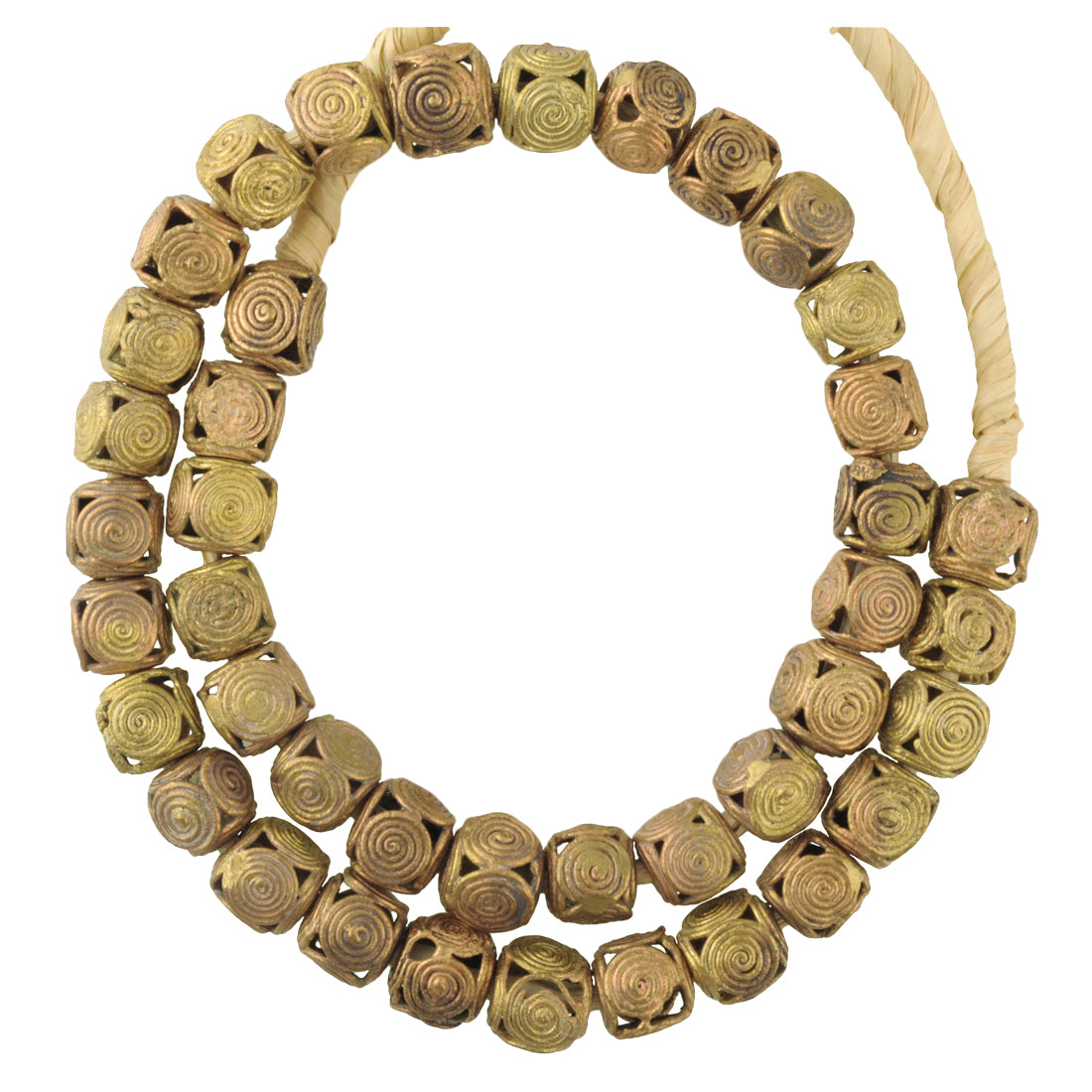 Beautiful African Tabular Brass Beads Handmade In Ghana - 19.5" Strand