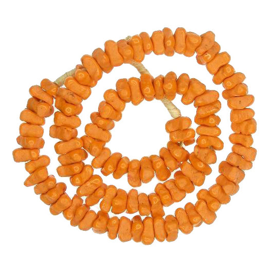African Coral Imitation Krobo Glass Beads - Handmade Recycled Glass