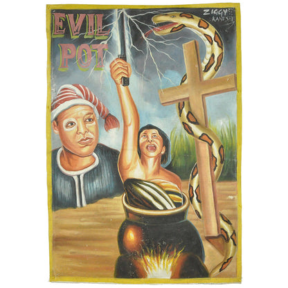 Evil Pot Movie Poster: Hand-Painted African Art From Ghana