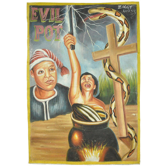 Evil Pot Movie Poster: Hand-Painted African Art From Ghana
