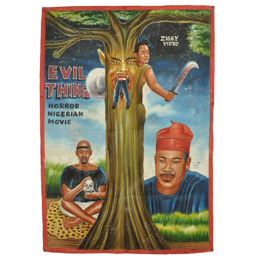 Evil Thing Movie Poster - Hand-Painted Ghanaian African Art - horror scene artwork