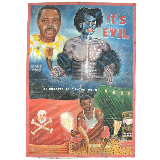 It'S Evil Movie Poster | Hand-Painted Ghanaian Art By Awal - Sunil Shetty - horror scene artwork