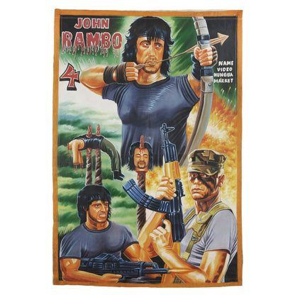 John Rambo 4 Movie Poster Wall Art - Hand-Painted Ghana Art