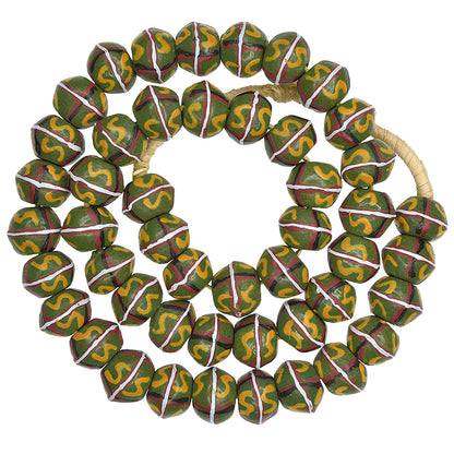African Powder Glass Beads - 17-18Mm Fancy Krobo Bicone Strand