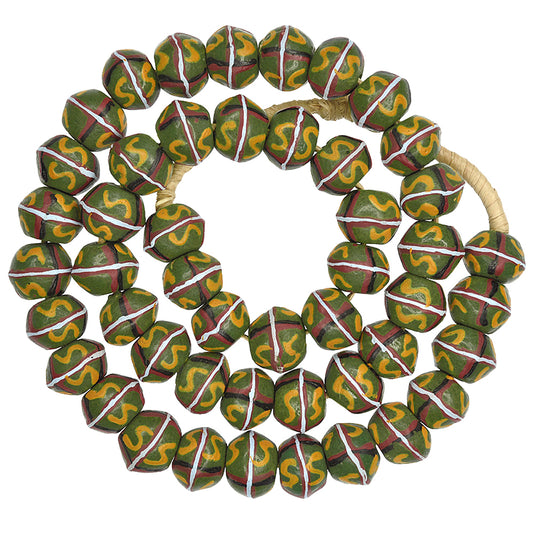 African Powder Glass Beads - 17-18Mm Fancy Krobo Bicone Strand
