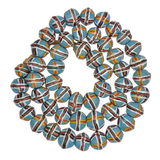 African Trade Beads: Fancy Krobo Powder Glass Beads 16-18Mm