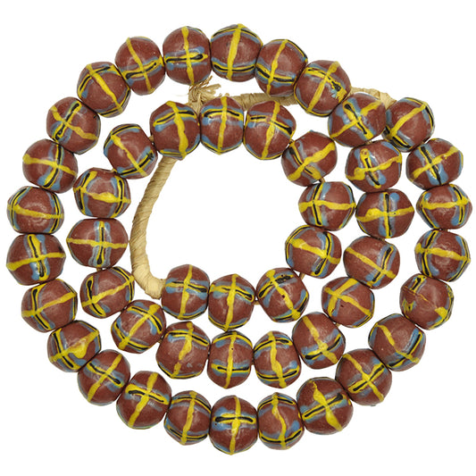 African Trade Beads - Fancy Powder Glass Bicone Beads, 17-18Mm, Ghana