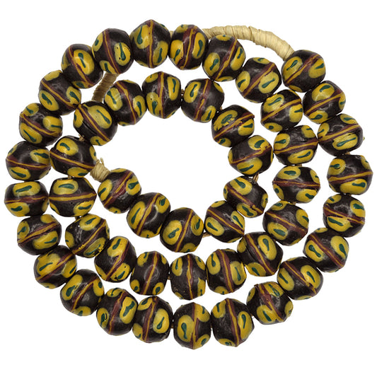 African Trade Beads - 17Mm Fancy Powder Glass Krobo Beads