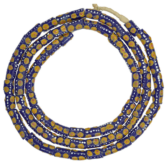 African Trade Beads 6Mm Fancy Powder Glass Strand - Ghana Made