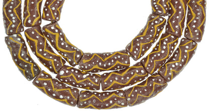Fancy Powder Glass African Beads - 9Mm, Krobo Ghana Trade Beads - alternate view