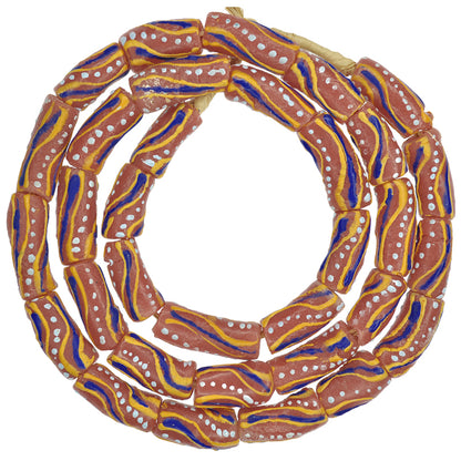 African Fancy Powder Glass Beads, 9Mm, Recycled Krobo Trade Beads