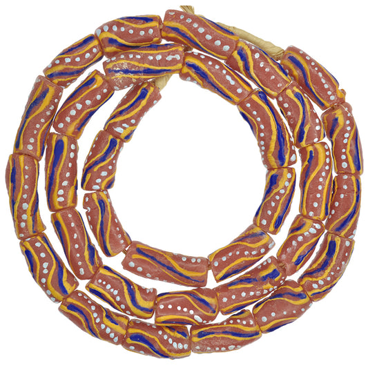 African Fancy Powder Glass Beads, 9Mm, Recycled Krobo Trade Beads