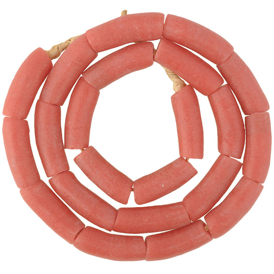Authentic African Trade Beads: Krobo Red Coral Recycled Glass Beads
