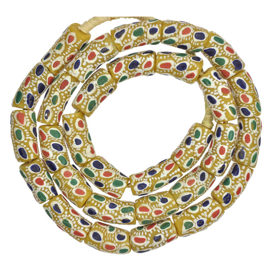 African Fancy Powder Glass Beads - Handcrafted Krobo Trade Beads